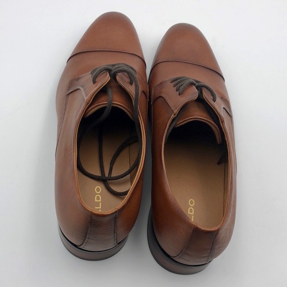 NWOB Aldo Brown Leather Lace Up Toe Cap Oxford Derby Shoe